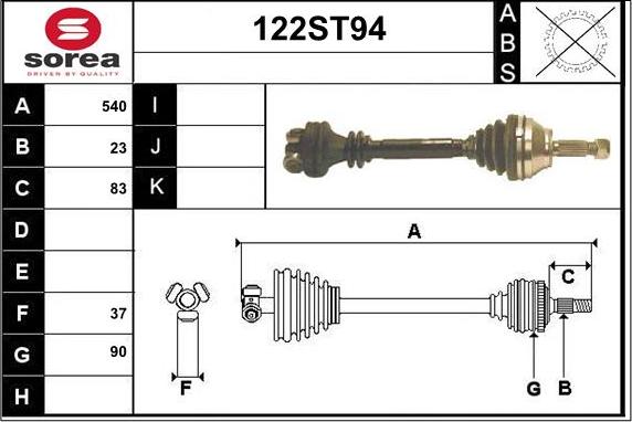 STARTCAR 122ST94 - Приводной вал autospares.lv