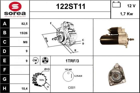 STARTCAR 122ST11 - Стартер autospares.lv