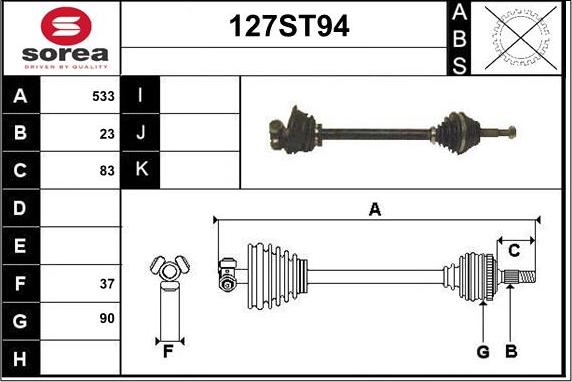 STARTCAR 127ST94 - Приводной вал autospares.lv