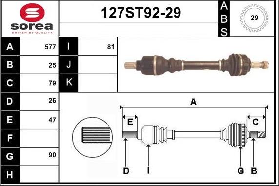 STARTCAR 127ST92-29 - Приводной вал autospares.lv