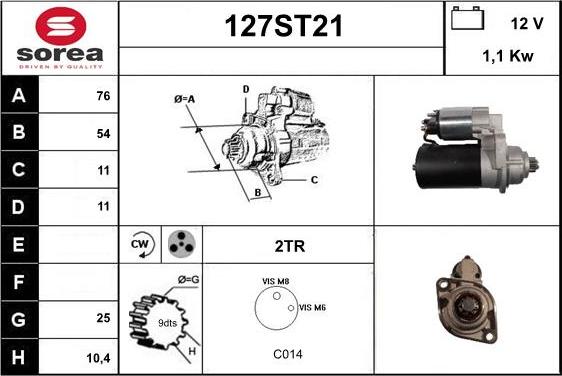 STARTCAR 127ST21 - Стартер autospares.lv