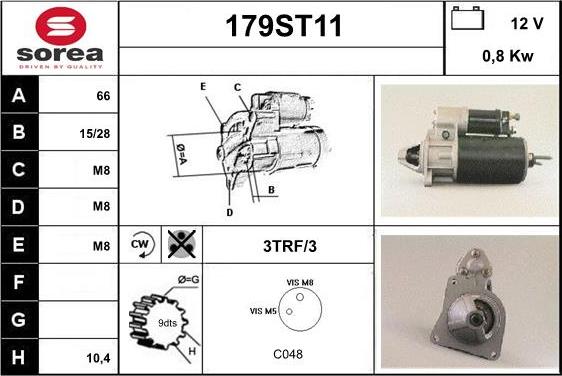 STARTCAR 179ST11 - Стартер autospares.lv