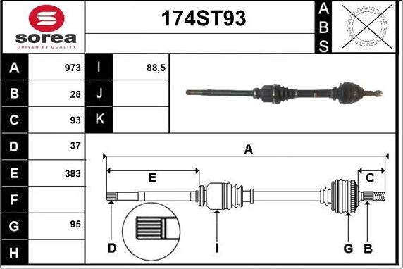 STARTCAR 174ST93 - Приводной вал autospares.lv