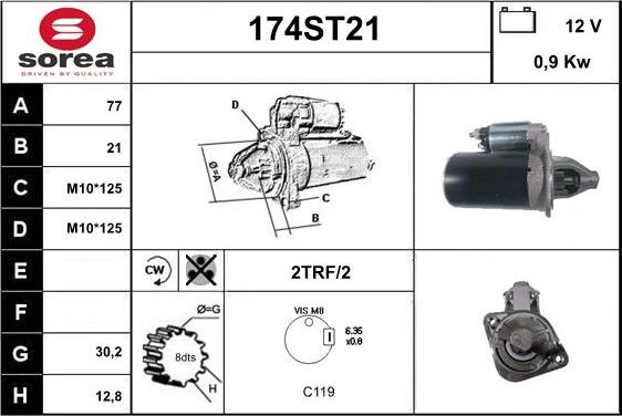 STARTCAR 174ST21 - Стартер autospares.lv