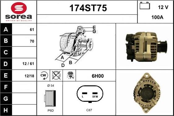 STARTCAR 174ST75 - Генератор autospares.lv