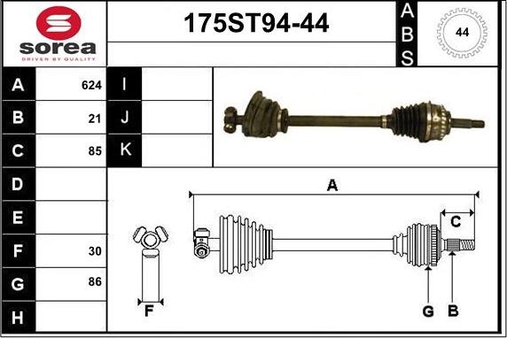 STARTCAR 175ST94-44 - Приводной вал autospares.lv