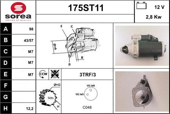 STARTCAR 175ST11 - Стартер autospares.lv