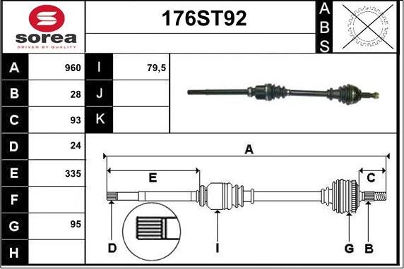 STARTCAR 176ST92 - Приводной вал autospares.lv