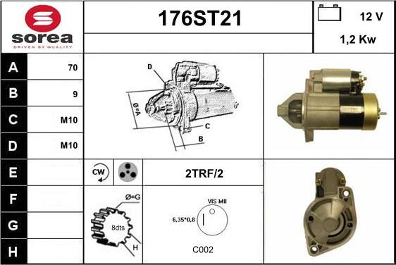 STARTCAR 176ST21 - Стартер autospares.lv