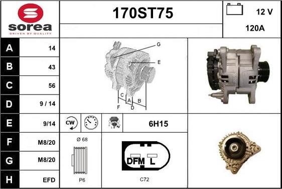 STARTCAR 170ST75 - Генератор autospares.lv