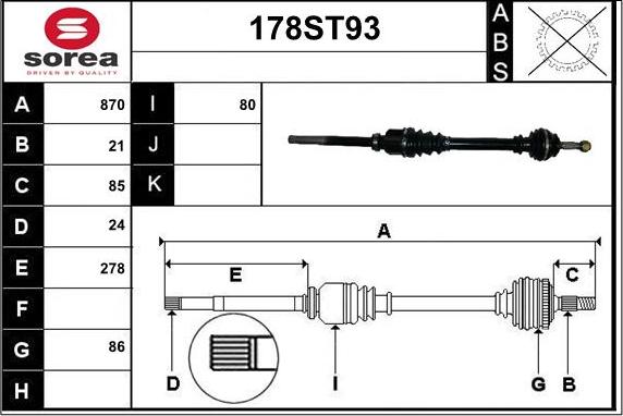 STARTCAR 178ST93 - Приводной вал autospares.lv