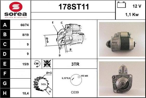 STARTCAR 178ST11 - Стартер autospares.lv