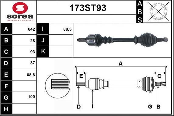 STARTCAR 173ST93 - Приводной вал autospares.lv