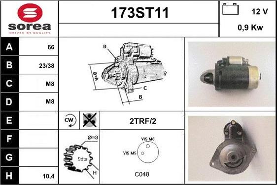 STARTCAR 173ST11 - Стартер autospares.lv