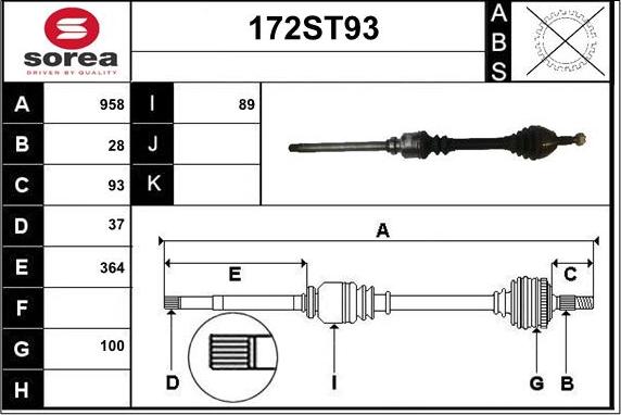 STARTCAR 172ST93 - Приводной вал autospares.lv