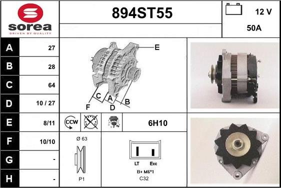 STARTCAR 894ST55 - Генератор autospares.lv