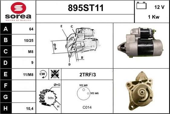 STARTCAR 895ST11 - Стартер autospares.lv