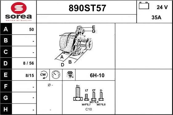 STARTCAR 890ST57 - Генератор autospares.lv