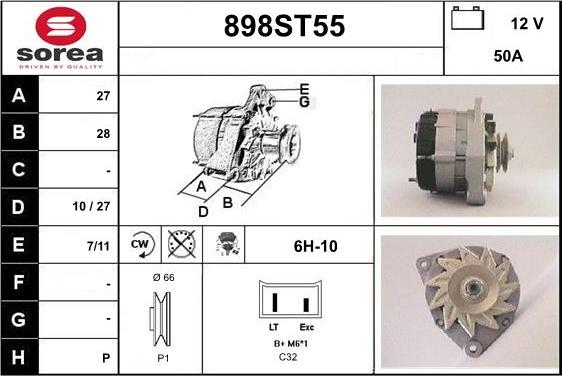 STARTCAR 898ST55 - Генератор autospares.lv