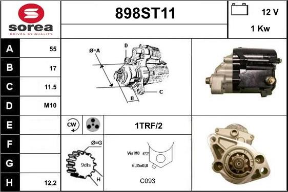 STARTCAR 898ST11 - Стартер autospares.lv