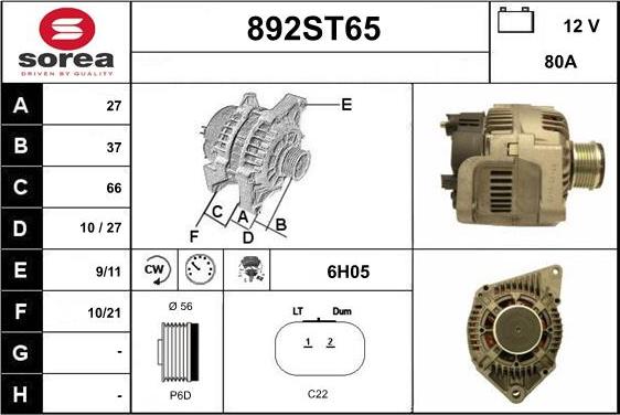 STARTCAR 892ST65 - Генератор autospares.lv