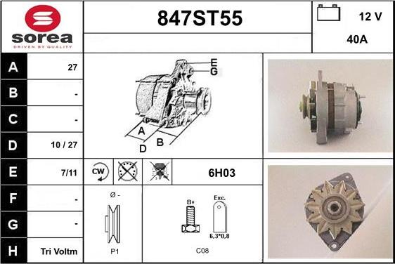 STARTCAR 847ST55 - Генератор autospares.lv