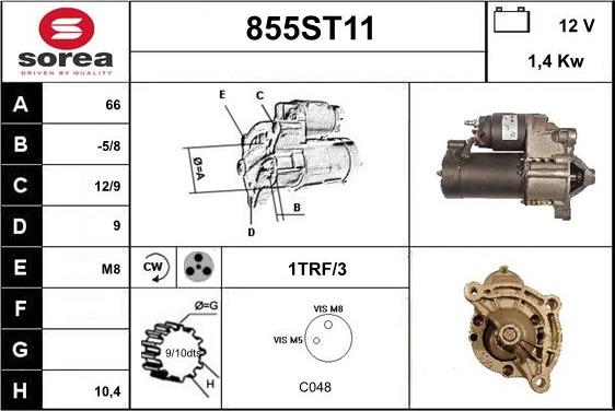 STARTCAR 855ST11 - Стартер autospares.lv