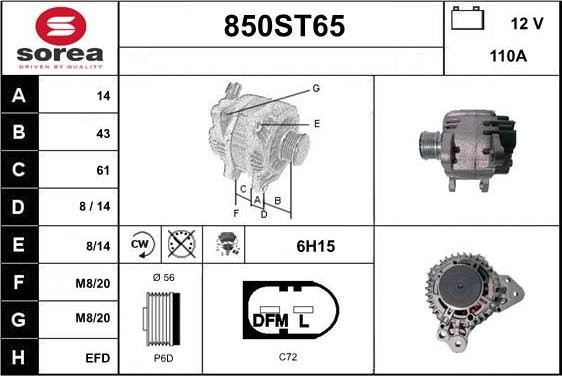 STARTCAR 850ST65 - Генератор autospares.lv