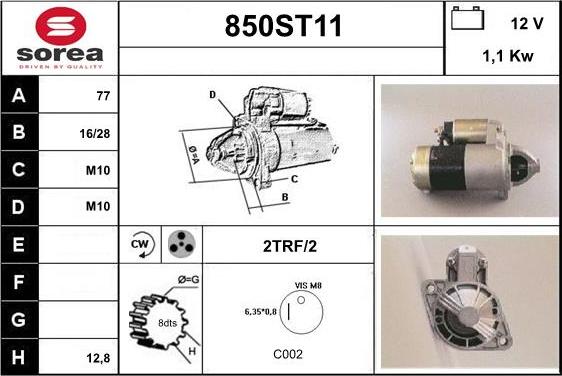 STARTCAR 850ST11 - Стартер autospares.lv