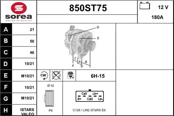 STARTCAR 850ST75 - Генератор autospares.lv