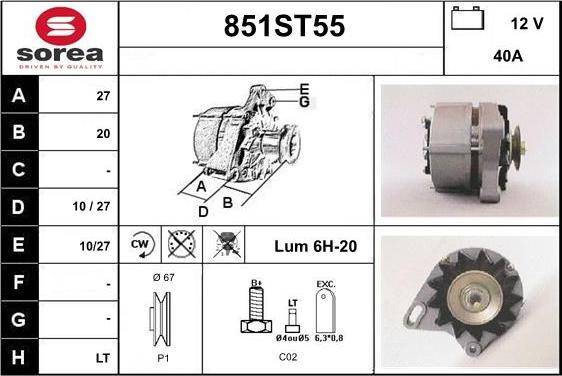 STARTCAR 851ST55 - Генератор autospares.lv