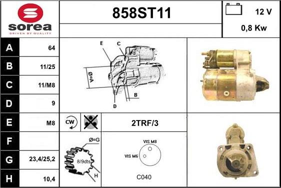 STARTCAR 858ST11 - Стартер autospares.lv