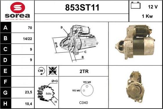 STARTCAR 853ST11 - Стартер autospares.lv