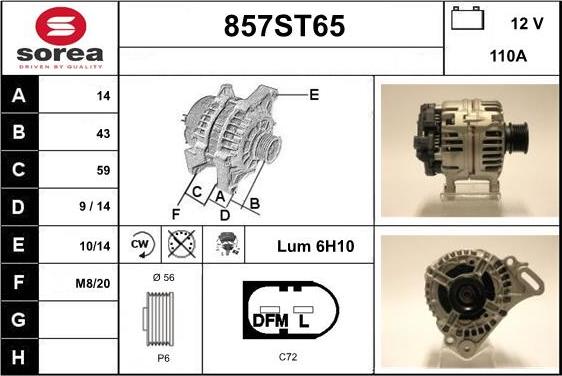 STARTCAR 857ST65 - Генератор autospares.lv