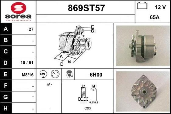 STARTCAR 869ST57 - Генератор autospares.lv