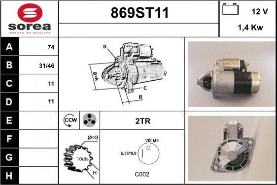 STARTCAR 869ST11 - Стартер autospares.lv