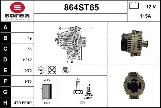 STARTCAR 864ST65 - Генератор autospares.lv