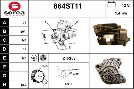 STARTCAR 864ST11 - Стартер autospares.lv