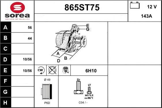 STARTCAR 865ST75 - Генератор autospares.lv