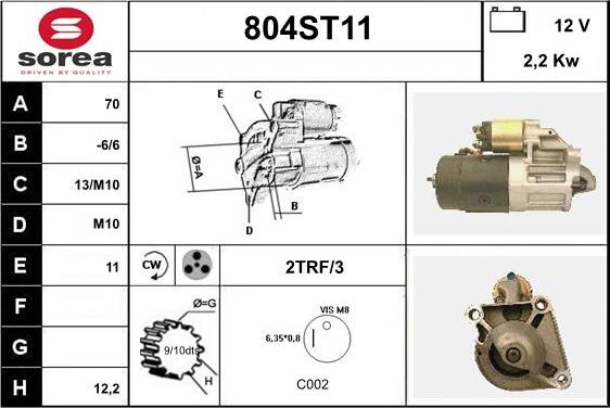 STARTCAR 804ST11 - Стартер autospares.lv