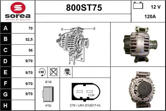 STARTCAR 800ST75 - Генератор autospares.lv