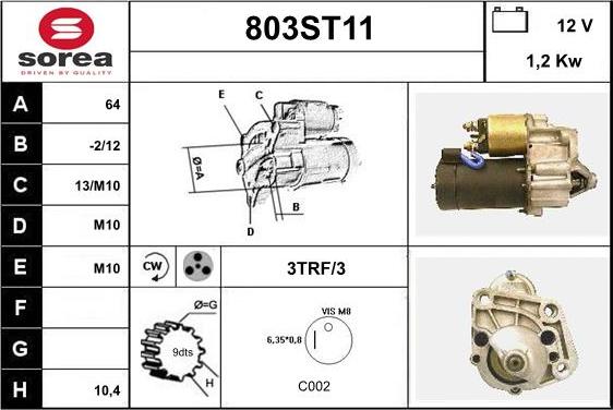 STARTCAR 803ST11 - Стартер autospares.lv