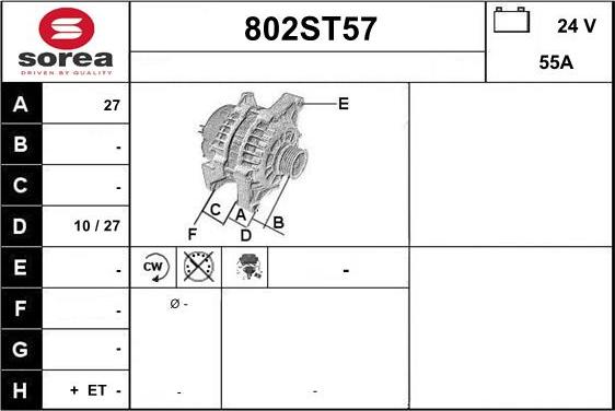 STARTCAR 802ST57 - Генератор autospares.lv