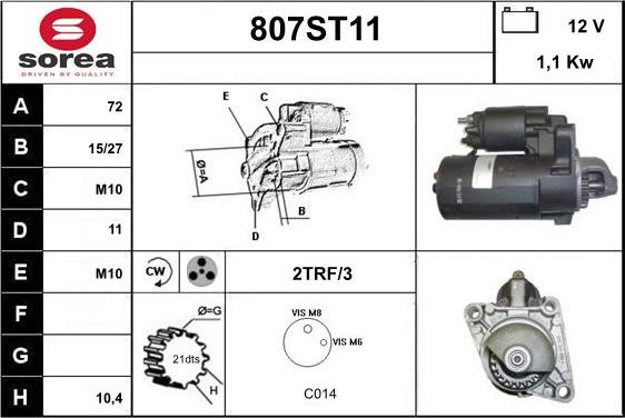 STARTCAR 807ST11 - Стартер autospares.lv