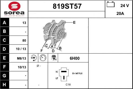 STARTCAR 819ST57 - Генератор autospares.lv