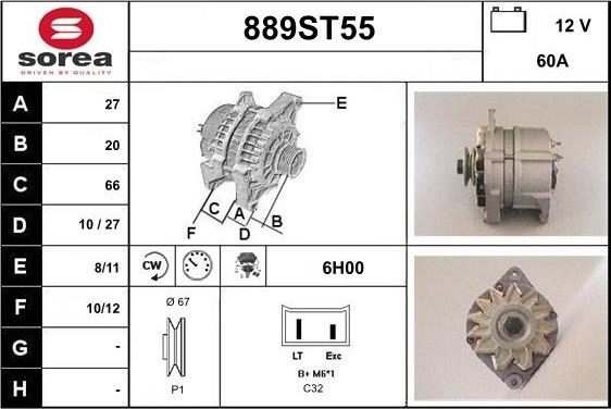 STARTCAR 889ST55 - Генератор autospares.lv