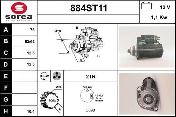 STARTCAR 884ST11 - Стартер autospares.lv