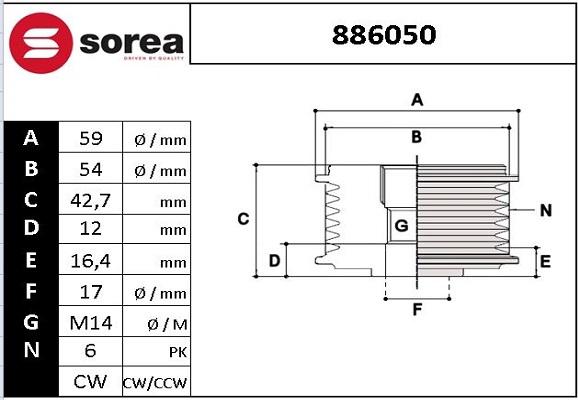 STARTCAR 886050 - Шкив генератора, муфта autospares.lv