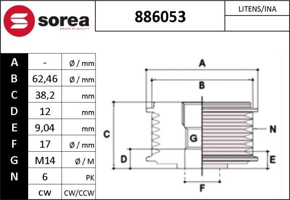 STARTCAR 886053 - Шкив генератора, муфта autospares.lv