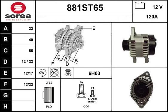 STARTCAR 881ST65 - Генератор autospares.lv